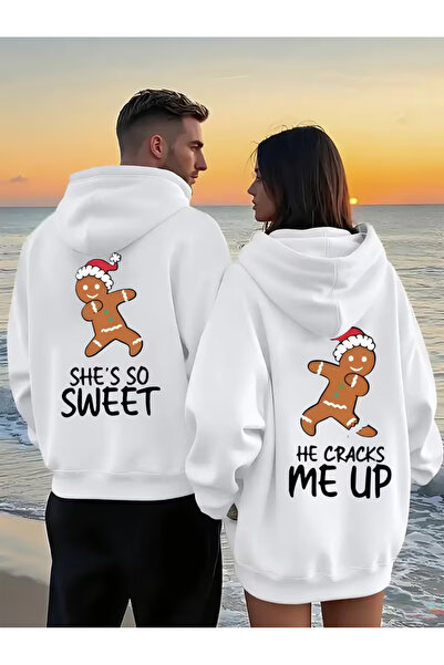 Ciel Lune Hanorac combinat pentru cuplu iubit – Gingerbread cu imprimeu supra...