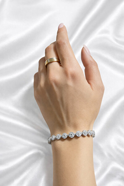 B&B Jewerly FULL zirkon tasarım özel işçilik silver renk bileklik özel kelepçe