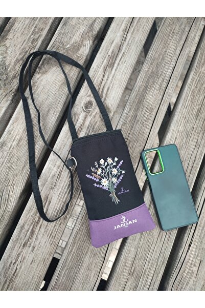 JANJAN Phone Bag with Strap, Wallet with Strap, Canvas Phone Bag, Waist Bag, Wallet with Strap,