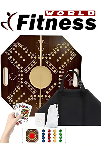 Fitness World لعبة جاكارو خشبية مع حقيبة حمل طاولة لعب جاكارو خشبية لأربعة لا...