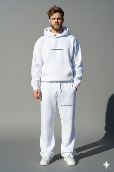 NİCE Colombia Men's Baggy Tracksuit Set |   Winter Thick 3 Thread Sh Fleece-Lined Wide Leg Sweatpant Bottom Top Set