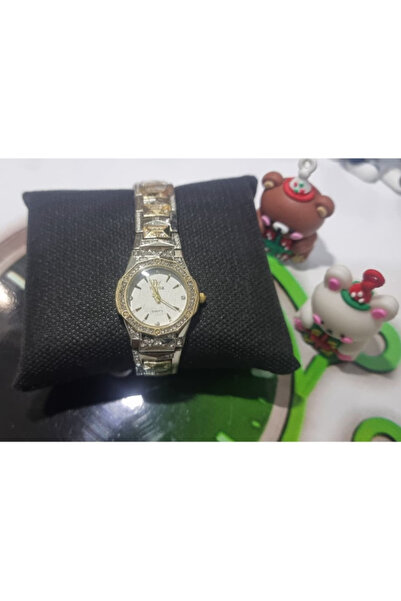 Time&Tech ساعة نسائية بسوار فولاذي ذهبي اللون مع أحجار كريمة