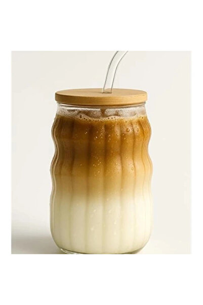 AyrStore Kahve Bardağı Isıya Dayanıklı Ice Latte Cam Pipetli Bardak Kahve Kok...