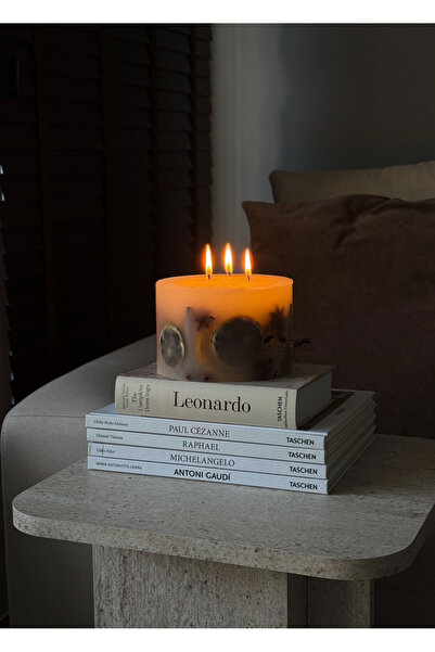 Milky Way Home Art Botanik Candle Mum El Yapımı Portakal Tarcın Silindir Boy ...