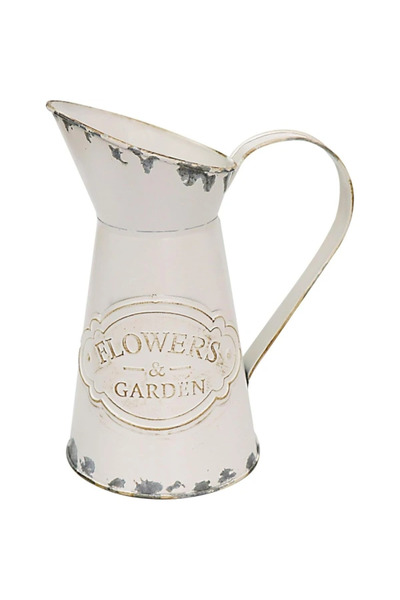 AyrStore Vintage Fransız Sürahi Metal Rustik Vazo/Sulama Sürahisi Galvanizli ...