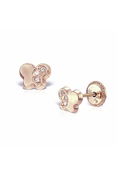MOSV Rose Gold Earrings for Kids with Safety Closure