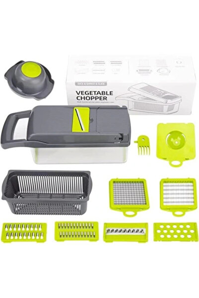 AyrStore Pro 8 Bıçaklı Sebze Doğrayıcı Mandoline Dilimleyici Soğan Kıyıcı Dic...