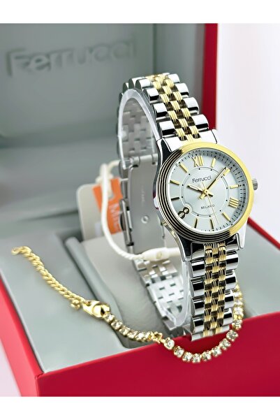 Ferrucci Steel Strap Women's Wristwatch 3 Atm Water Resistant 2 Years Warranty + Bracelet Gift