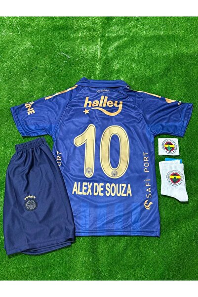SPECİAL ARENA 5 YILDIZLI FENER/B.A.H.Ç.E 2026 DEPLASMAN ALEX DE SOUZA 10 LACİVERT YAKALI ÇOCUK FORMASI 4 LÜ SET