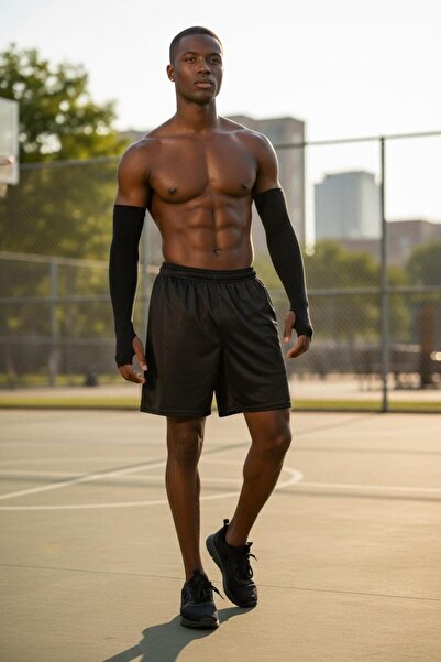 Gök Sports Futbolcu Sporcu Halı Saha Antrenman Şortu Parmak Geçmeli Sporcu Futbolcu Kolluğu Seti