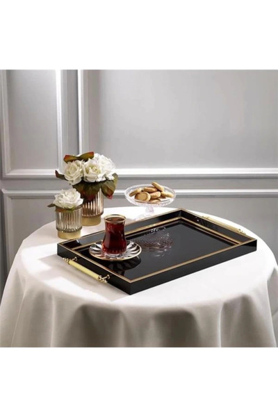 AyrStore Schäfer KUNST TEPSİ 1 PARÇA GOLD SİYAH