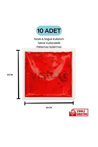 Vistart 10 Adet Kırmızı Jel Buz Aküsü 100 gr Sızdırmaz Yeniden Kullanılabilir...