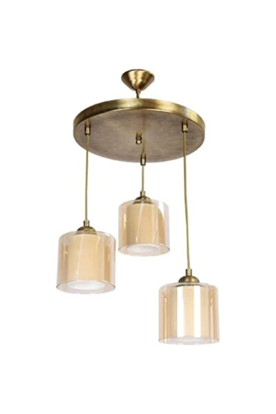 AyrStore Retro Eskitme Renk Bal Renkli Çift Camlı Avize Sarkıt Salon Mutfak Y...