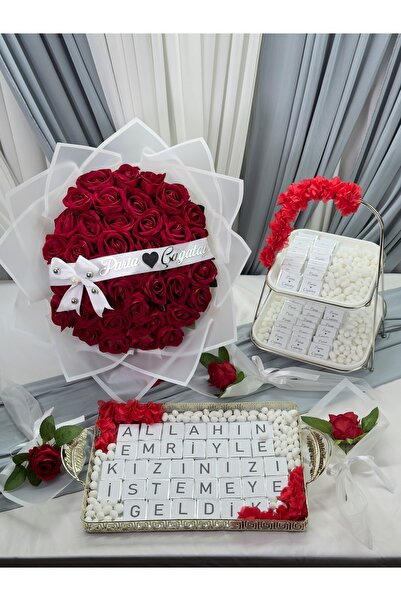 Cyz Home 41 Adet Kız İsteme Çiçeği 60+36 Adet Kız İsteme Çikolatası Söz Nişan...