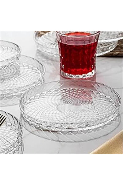 AyrStore Venedik Pasta Tabağı Dik Tabak 6lı Cam Sunumluk Pasta Kurabiye Kek İ...