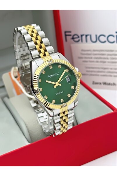 Ferrucci Steel Strap Calendar Women's Wristwatch 3 Atm Water Resistant 2 Years Warranty + Bracelet Gift