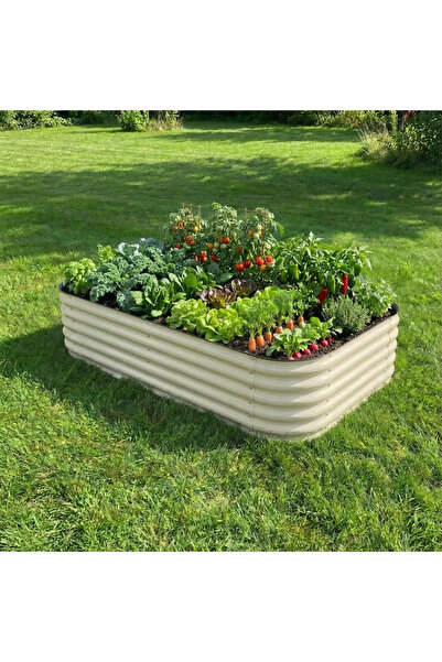 Terracy Home & Garden 60*120*44 cm Çelik, Oval Kenarlı, Modüler, Yükseltilmiş Bahçe Yatağı, Sebze Yatağı