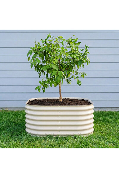 Terracy Home & Garden 60*60*44 cm Çelik, Oval Kenarlı, Modüler, Yükseltilmiş Bahçe Yatağı, Sebze Yatağı