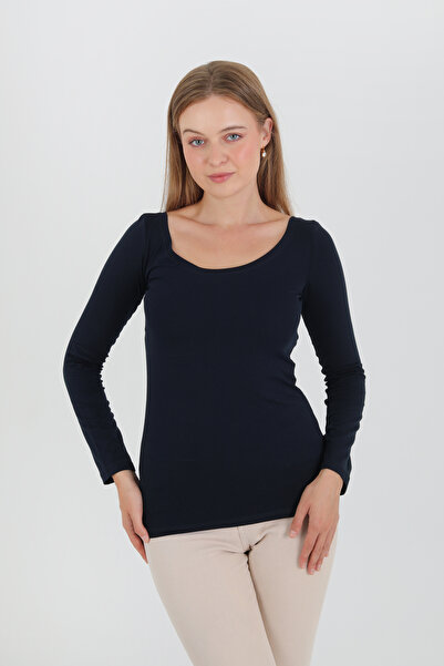 GIANT BASIC Boat Neck Beige Long Sleeve Blouse/Badi/Body/Top