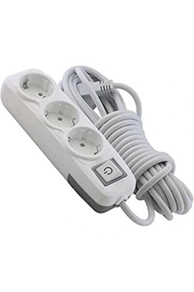 AyrStore Grup Priz 3'lü Anahtarlı Topraklı 7 Metre Seyyar Ara Kablolu Uzatma Kablolusu Üçlü Piriz