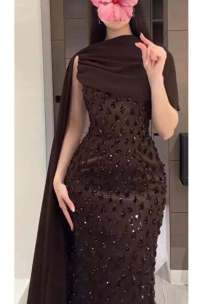 ELHAM FASHION Elegant, shimmering embroidered tulle evening dress