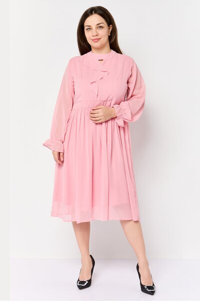 freesoul Women Plain Midi Dress, Pink