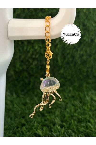 YuccaCo Accessorize Your Life Jellyfish Gold Color Gradient Thermos Chain Thermos Ornament/Jellyfish Thermos Charm/Figure Bag Charm