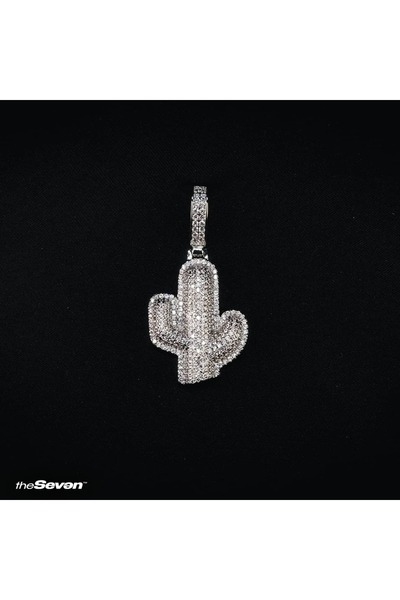 The Seven Jewellery Iced Out Cactus Pendant Kolye Ucu