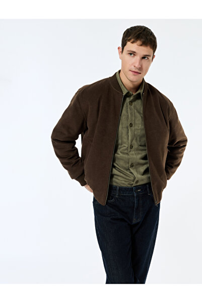 Koton Long Sleeve Pocket Zippered Cashmere Bomber Jacket