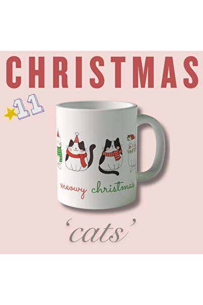 Mugment 'Christmas Cats' 360° Baskılı Yılbaşı Kupası *Sticker Sayfası Hediyeli*