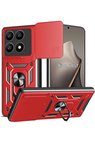 Rivor غطاء حماية متوافق مع هاتف شاومي مي 15T مع حامل منزلق للكاميرا وحلقة وغط...