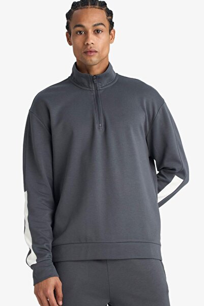 DeFacto Standard Fit Mock Neck Half Zip Modal Sweatshirt G5141Ax25Wn