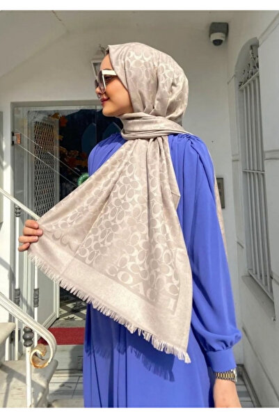 CROCUS DESIGN Tesettür kadın şal bej kaşmir ipek