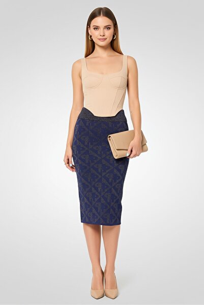 PİNKO تنورة ميدي معدنية نسائية، متعددة الألوان