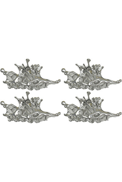 Choice 4 قطع - مشابك شعر هندسية على شكل مخلب، لون فضي معدني كبير، موضة كورية،...