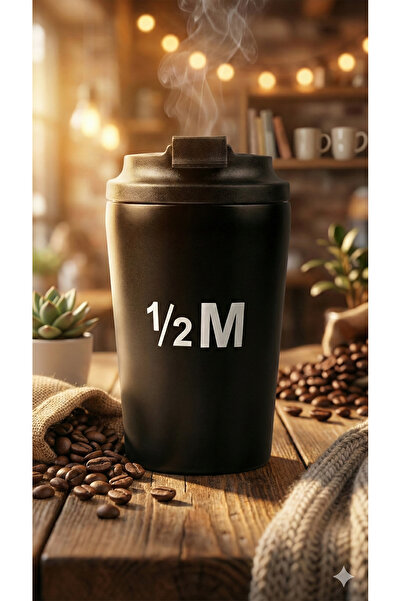 Generic 1/2M Coffee Mug, Reusable Cup with Flip Lid | Half Melon Mug
