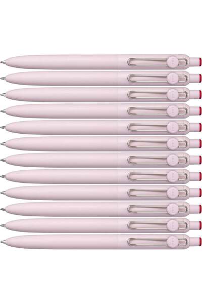 UNİ-BALL أقلام زينتو ذات الحبر السائل - أحمر رفيع (عبوة من 12 قلمًا)