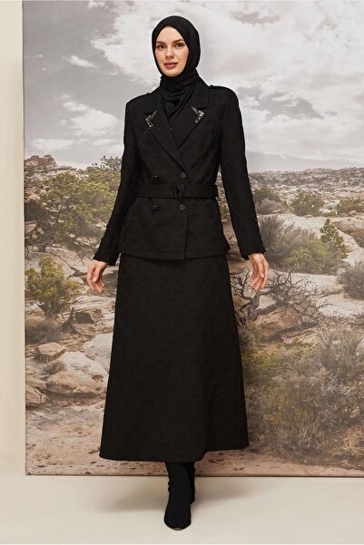 Alvina Belted Jacquard Skirt Suit 46102