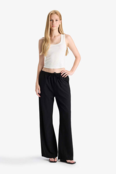 DeFacto Široke crne ženske pantalone C1428AX/BK81