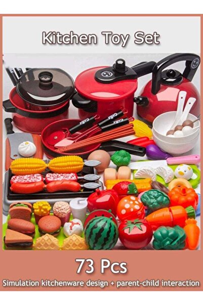 Generic 73Pcs Play Kitchen Accessories Play Food Sets Kitchen Playset Education Toys for Toddlers
