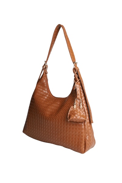 Eylül Tan Knitted Detailed Faux Leather Women's Shoulder Bag