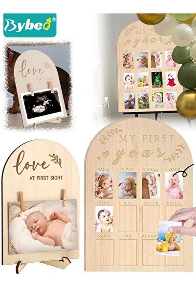 BYBEO إطار صور للأطفال مكون من قطعتين، تذكار للطفل، لوحة إطار صور لسنتي الأول...