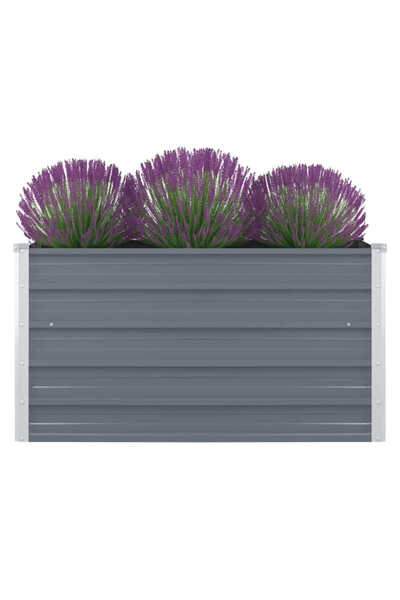 vidaxl حوض زراعة مرتفع 100×100×45 سم، مصنوع من الفولاذ المجلفن الرمادي