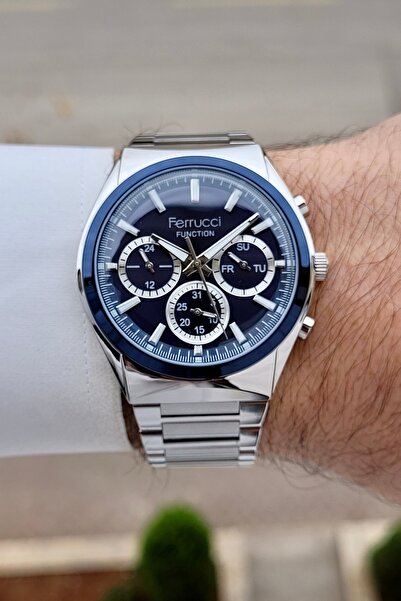 Ferrucci Dial Navy Blue Strap Metallic Color 2 Years Warranty 42 mm Indicator...