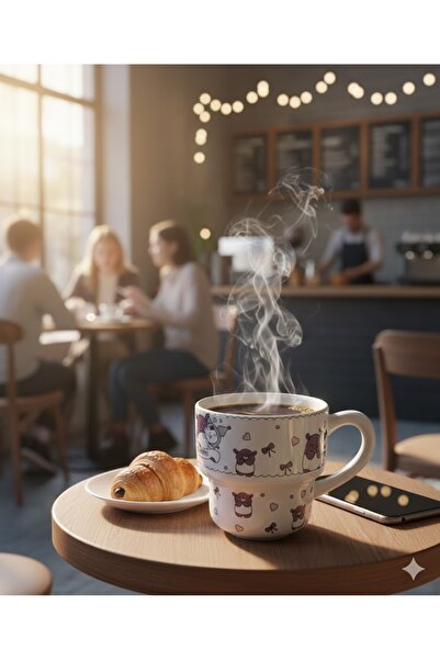 Generic White ceramic mug with a Kurumi character design and purple hearts
