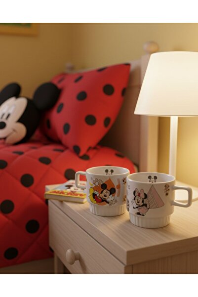 Generic Two-piece set of high-quality printed Mickey and Minnie Mouse ceramic mugs
