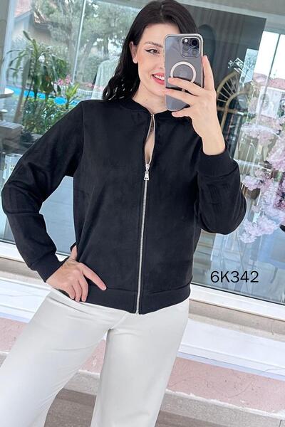İnce Topuk Zippered Suede Jacket 6K342