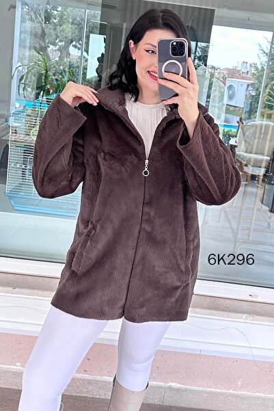 İnce Topuk Suede Inside and Rabbit Fur Outside Jacket 6K296