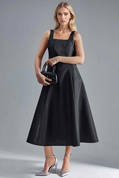 Hiccup A-Line Square Neck Midi Dress