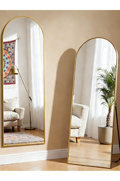 Tiokkss Gold Arched Full Length Mirror Aluminum Alloy Frame Wall Mounted for ...